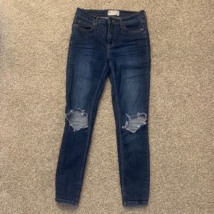Free People busted knee skinny jeans in dark denim